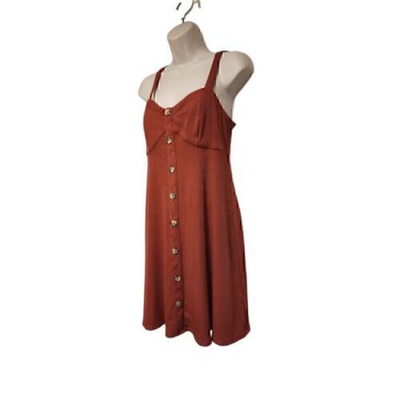 No Boundaries Knit Spaghetti Strap Dress Color Orange Size Large - Picture 2 of 7